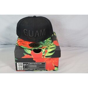 Guam Hat Cap Snap Back Black Floral Hibiscus Brim Embroidered Teens Crowns Guam